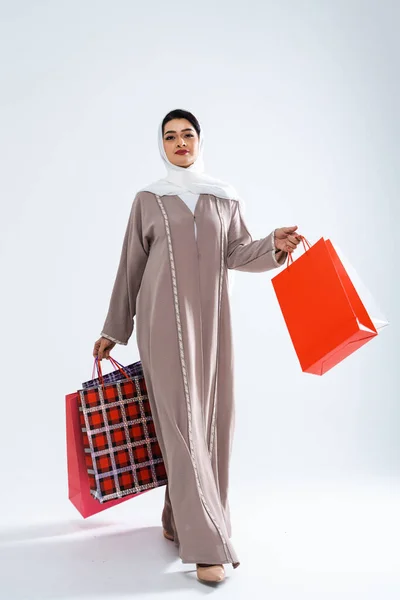 Beautiful Arab Middle Eastern Woman Traditional Abaya Dress Studio Arabic — Stock Photo, Image