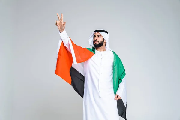 Knappe Arabische Man Uit Het Midden Oosten Met Traditionele Kandora — Stockfoto