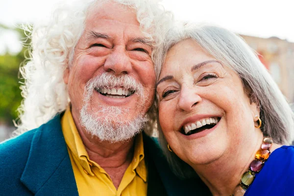 Coppia Anziana Anziani Incontri All Aperto Sposato Anziano Uomo Donna — Foto Stock