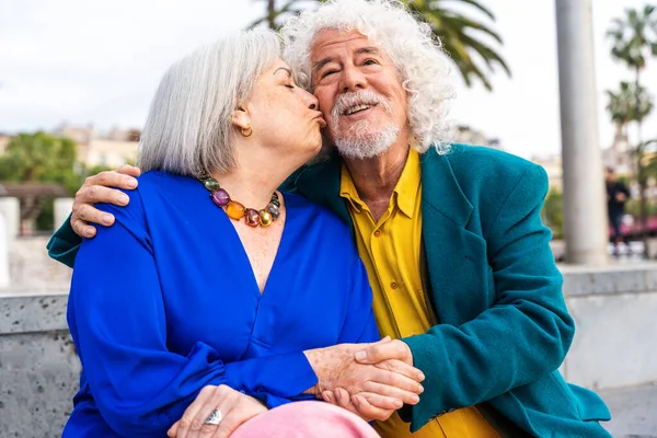 Pareja Mayor Personas Mayores Citas Aire Libre Casado Anciano Hombre —  Fotos de Stock