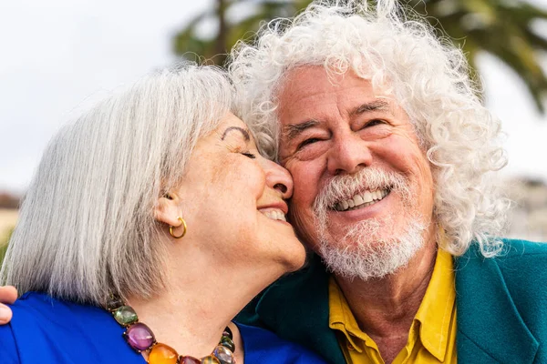 Coppia Anziana Anziani Incontri All Aperto Sposato Anziano Uomo Donna — Foto Stock