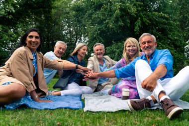 Londra 'nın ana kısımlarında, Westminster bölgesini ve St. James Park' ı ziyaret eden bir grup eski dost. Eski dostlar buluşması. Üçüncü yaş ve kıdem kavramları