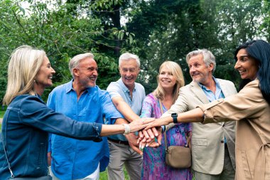 Londra 'nın ana kısımlarında, Westminster bölgesini ve St. James Park' ı ziyaret eden bir grup eski dost. Eski dostlar buluşması. Üçüncü yaş ve kıdem kavramları