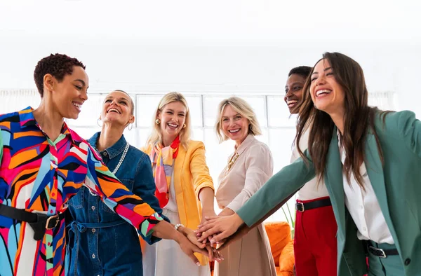 Group Beautiful Confident Businesswomen Meeting Office Multiethinc Female Creative Team — Stock Photo, Image