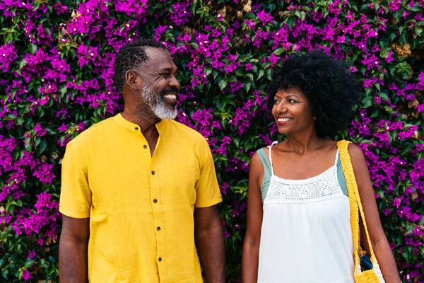 Beautiful Mature Black Couple Lovers Dating Seaside Married African Middle Stock Photo
