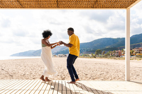 Beautiful Mature Black Couple Lovers Dating Seaside Married African Middle Stock Photo