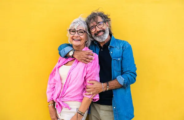 Beautiful Happy Senior Couple Bonding Outdoors Cheerful Old People Romantic Stock Photo