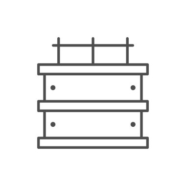 Yapım formu ana hatları simgesi beyaza izole edildi. Vektör illüstrasyonu