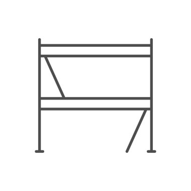 İnşaat iskelesi ana hatları simgesi beyaza izole edildi. Vektör illüstrasyonu