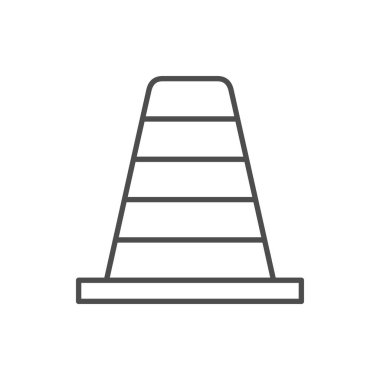 Trafik konisi satırı beyaz yalıtılmış simge anahat. Vektör çizimi