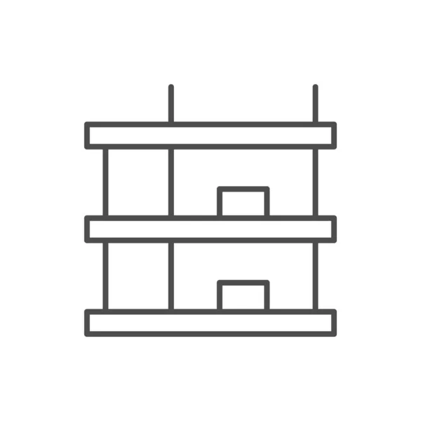 公寓建筑线轮廓图标隔离在白色上 矢量说明 — 图库矢量图片
