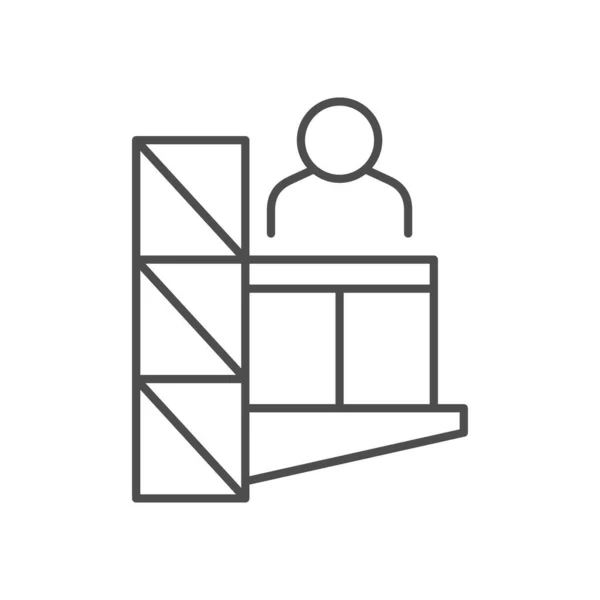 Будівельна Лінія Ліфта Контур Значок Ізольовані Білому Векторні Ілюстрації — стоковий вектор