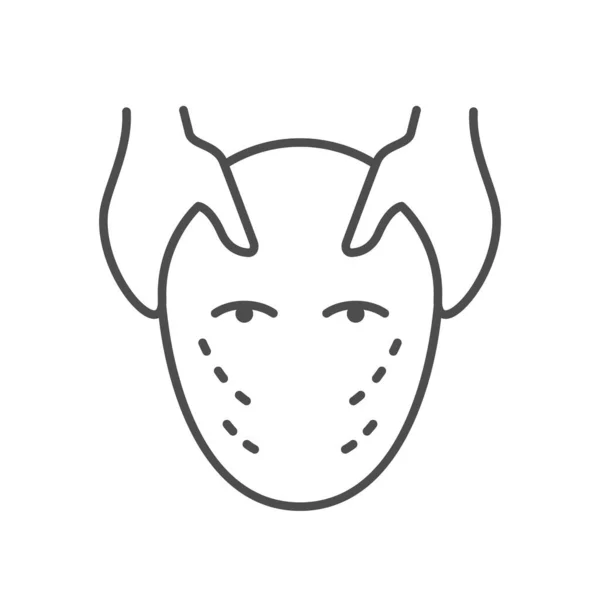 Linia Masażu Głowy Zarys Ikony Izolowane Białym Ilustracja Wektora — Wektor stockowy