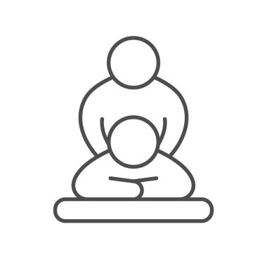 Masaj prosedürü ana hatları simgesi beyaza izole edildi. Vektör illüstrasyonu