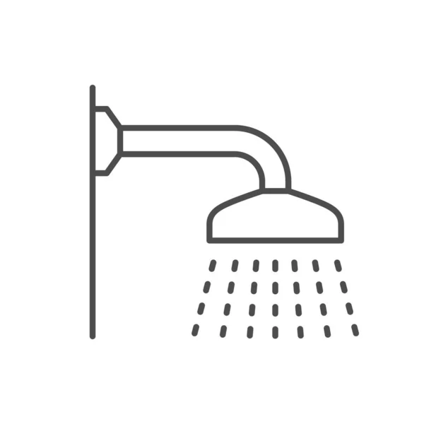 Duş Veya Banyo Çizgisi Ikonu Beyaza Izole Edilmiş Vektör Illüstrasyonu — Stok Vektör