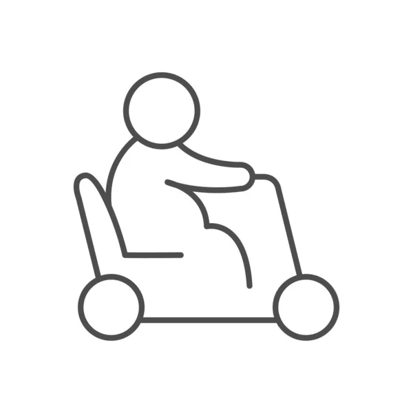 Mobility Scooter Line Outline Icon Isolated White Vector Illustration — Stock Vector