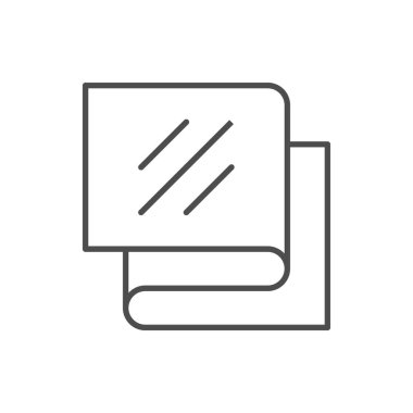 Katlanmış materyal çizgisi ana hatları beyaz üzerine izole edilmiş. Vektör illüstrasyonu