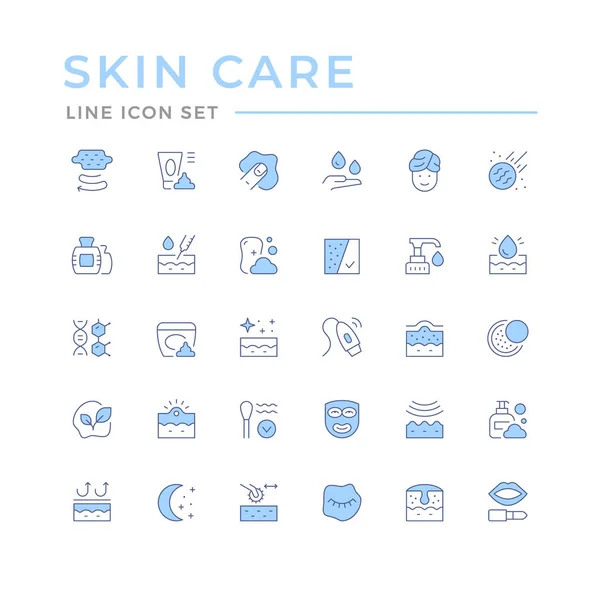 Set Color Line Icons Skin Care Isolated White Vector Illustration — Stock Vector