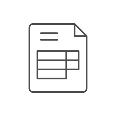 Tablo çizgisi simgesi beyaz üzerine izole edilmiş belge. Vektör illüstrasyonu