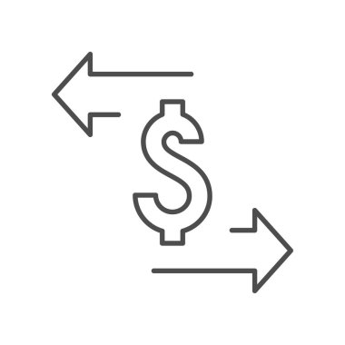Money exchange line outline icon isolated on white. Vector illustration