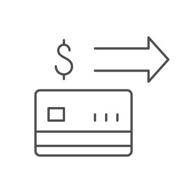 Para aktarım hattı ana hatları simgesi beyaz üzerine izole edildi. Vektör illüstrasyonu