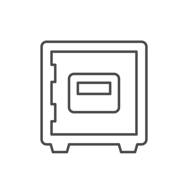 Ícone Contorno Linha Caixa Segura Isolado Branco Ilustração Vetorial — Vetor de Stock