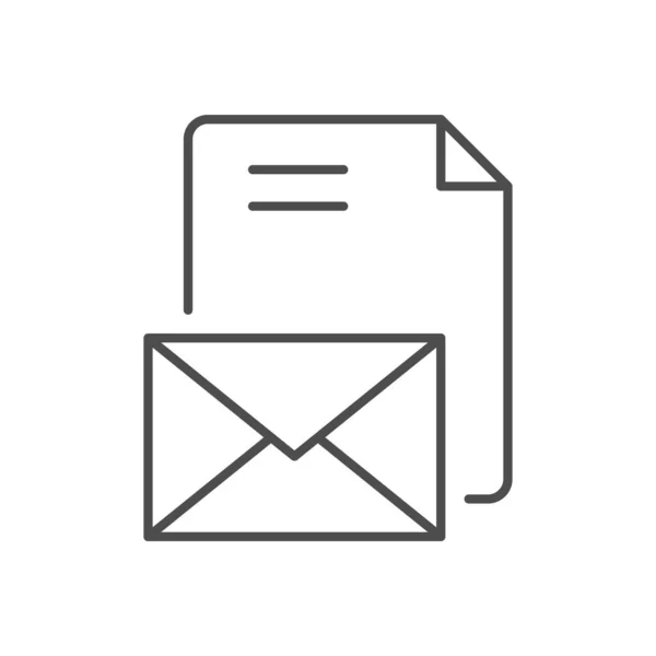 Mail Ícone Linha Correspondência Esboço Isolado Branco Ilustração Vetorial — Vetor de Stock
