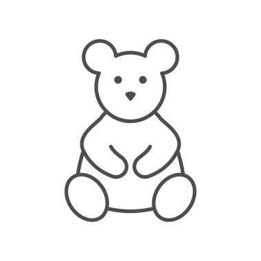 Oyuncak ayı çizgisi ana hatları beyaz üzerine izole edilmiş. Vektör illüstrasyonu