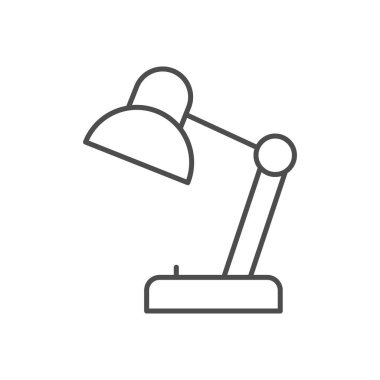 Masa lambası ana hat simgesi beyaza izole edildi. Vektör illüstrasyonu