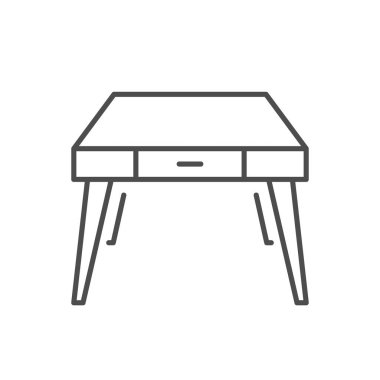 Çekmece çizgisi simgesi beyaza izole edilmiş bir masa. Vektör illüstrasyonu