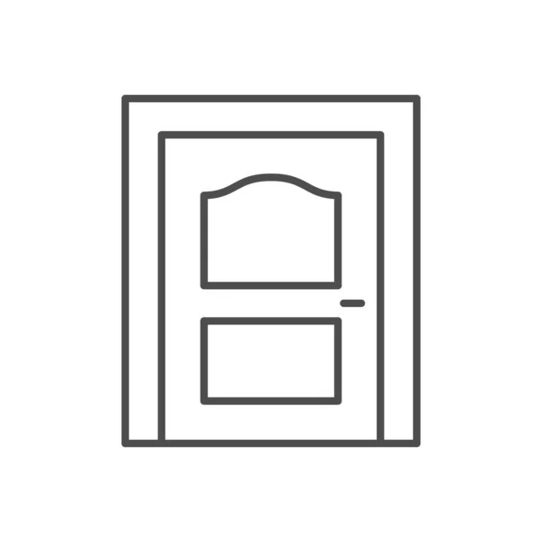 Icono Del Contorno Puerta Interior Aislado Blanco Ilustración Vectorial — Archivo Imágenes Vectoriales