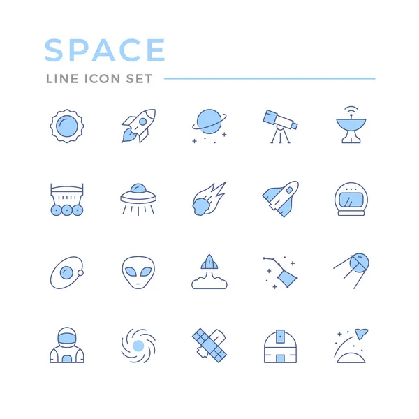 Establecer Iconos Línea Color Espacio Aislado Blanco Ilustración Vectorial — Vector de stock
