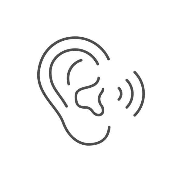 Людська Лінія Слуху Контур Значок Ізольовані Білому Векторні Ілюстрації — стоковий вектор