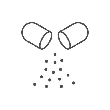 Kapsül içeriği çizgisi simgesi beyaza izole edildi. Vektör illüstrasyonu