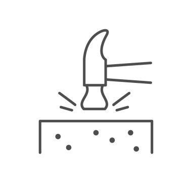 Somut güç çizgisi ana hatları beyaz üzerine izole edilmiş. Vektör illüstrasyonu