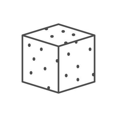 Beton küp çizgisi ana hatları beyaz üzerine izole edilmiş. Vektör illüstrasyonu