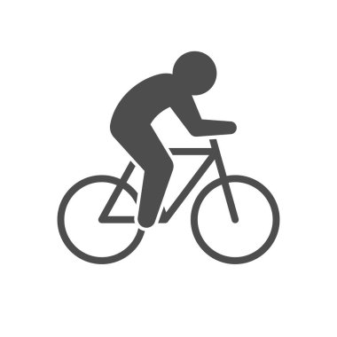 Cyclist on bike glyph icon isolated on white. Vector illustration