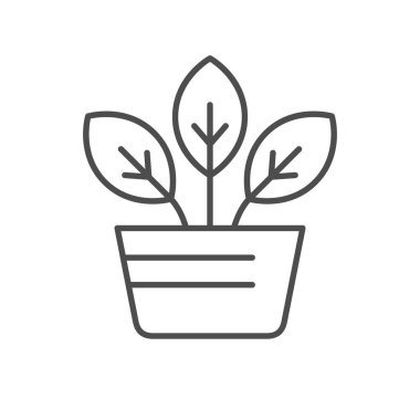 Indoor plant line outline icon isolated on white. Vector illustration