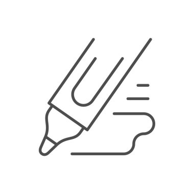 Marker highlighting line outline icon isolated on white. Vector illustration