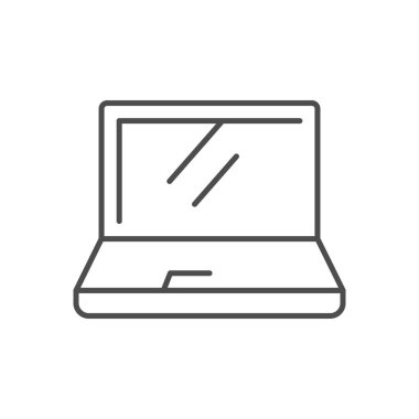 Modern laptop line outline icon isolated on white. Vector illustration