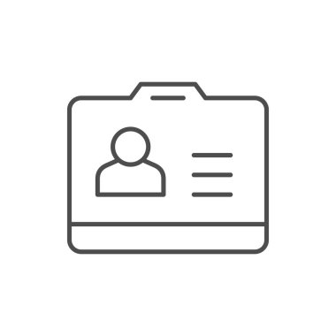 Beyaz üzerine izole edilmiş kimlik kartı ana hatları simgesi. Vektör illüstrasyonu