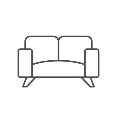 Modern sofa line outline icon isolated on white. Vector illustration