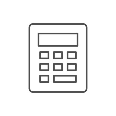 Modern calculator line outline icon isolated on white. Vector illustration