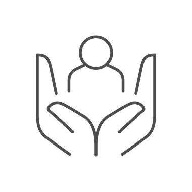 Care about person line icon isolated on white. Vector illustration