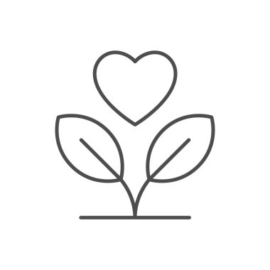 Love growing line outline icon isolated on white. Vector illustration