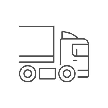 Truck with semitrailer line icon isolated on white. Vector illustration