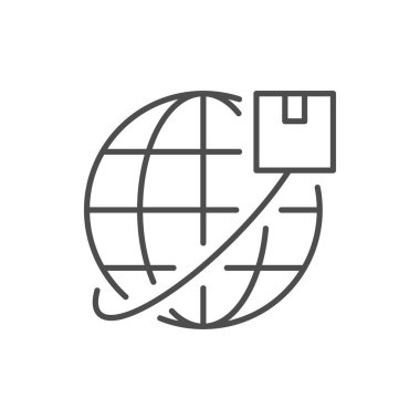 Worldwide shipping line outline icon isolated on white. Vector illustration