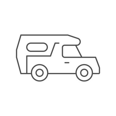 Camper pickup line outline icon isolated on white. Vector illustration
