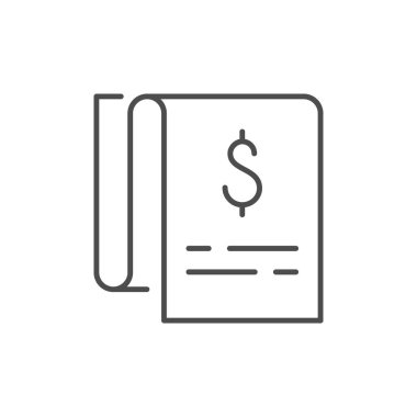 Paper receipt line outline icon isolated on white. Vector illustration