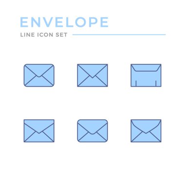 Set color line icons of envelope isolated on white. Vector illustration
